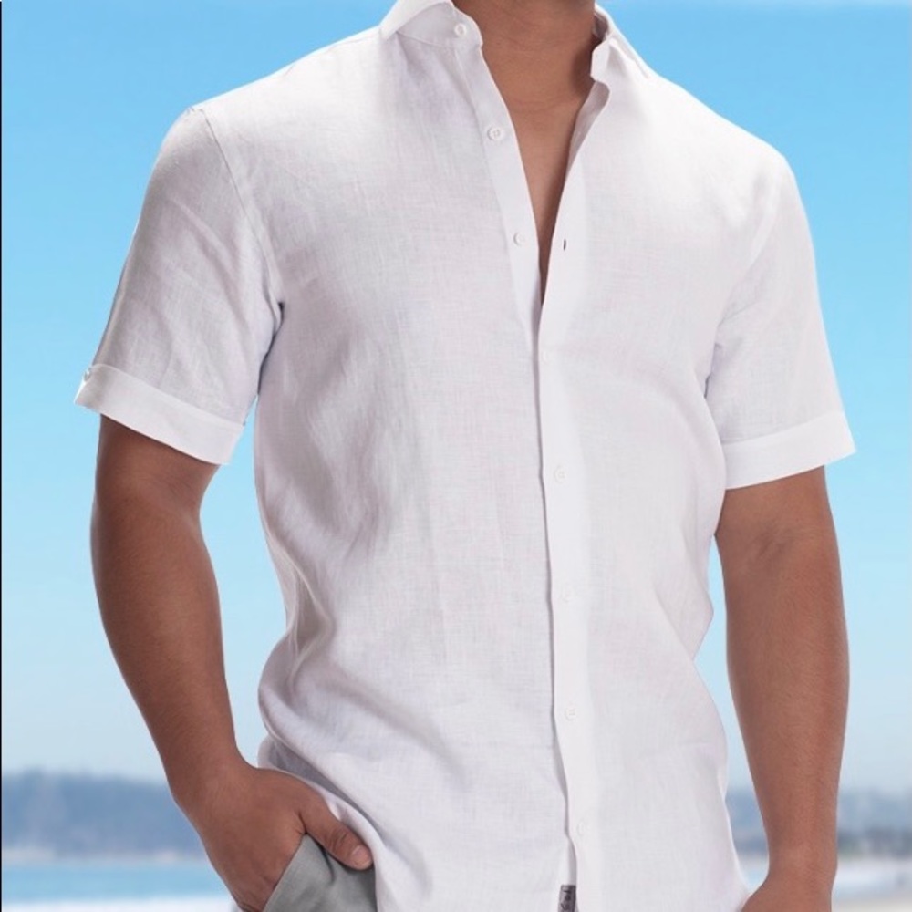 NWT Bahia Sol White Bradford Italian Linen Shirt